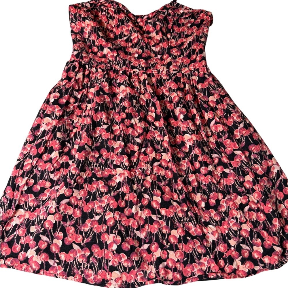 LC‎ Lauren Conrad Cherry Print Strapless Dress Red Black Size 6
